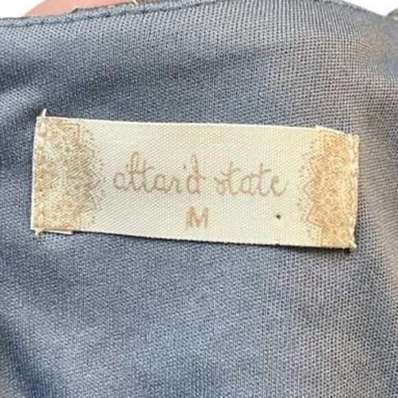 Altar'd State Lace Ruffle Mini Dress Blue Grey Color Sz Medium Floral Sleeveless - Picture 6 of 8